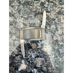 Zippo Money Clip Pocket Knife Brushed Stainless Steel Bradford PA Vintage